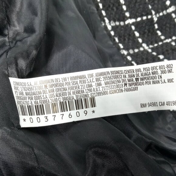 FOREVER 21 Black Long Sleeve Tweed Style Fitted Blazer Jacket Womens Size Small - Picture 8 of 9